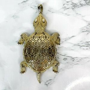 Vintage Gold Tone Sea Turtle Tortoise Pendant